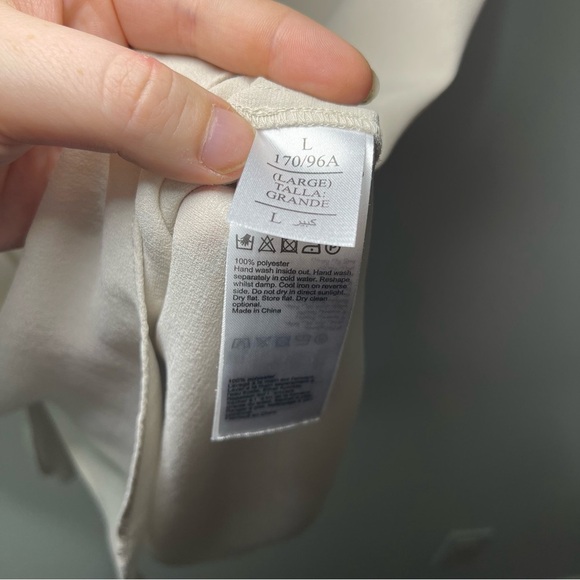 AllSaints Women’s Mia Wrap Blouse Beige Short Sleeve Tie Back minimalist Size L - Picture 4 of 7